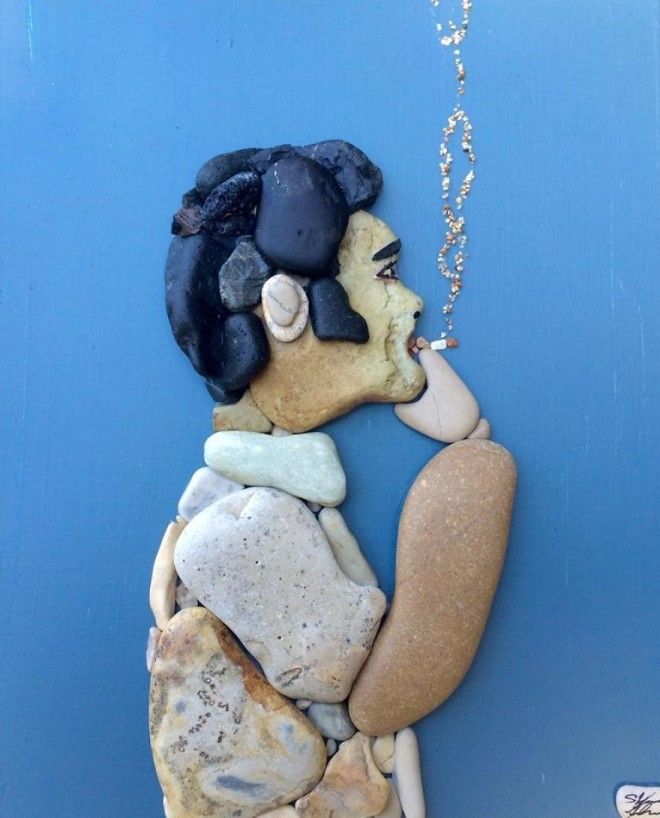 Художник составляет удивительно реалистичные картины из камней найденных на пляже