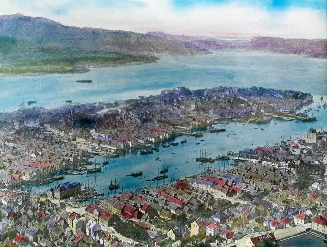 Цветные фотографии красот Норвегии 1900 Год