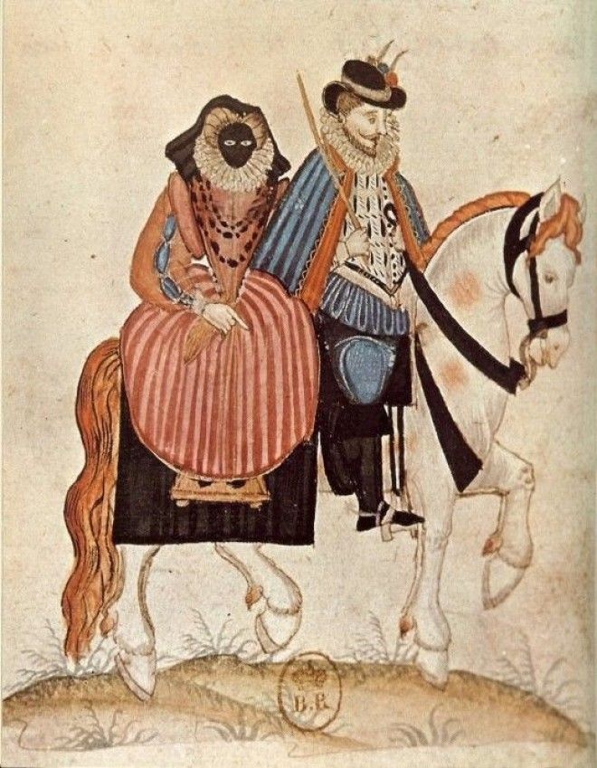 Мужчина и его жена которая носит маску от солнца Франция 1581 год Фото uploadwikimediaorg