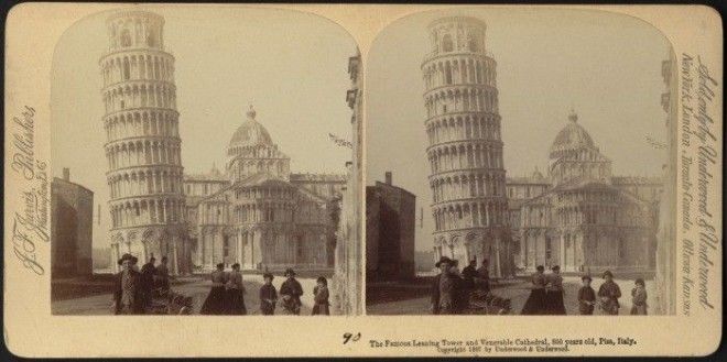 Пизанская башня на стереофотографии 1897 года Фото digitalcommonwealthorg