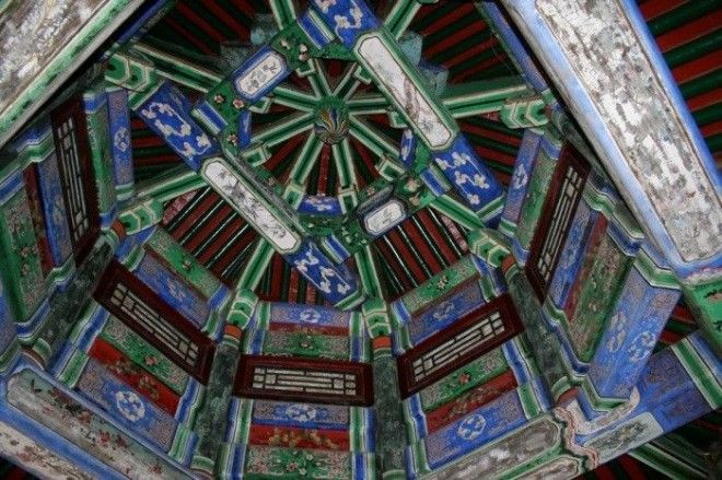 Яркий потолок дворца в Пекине