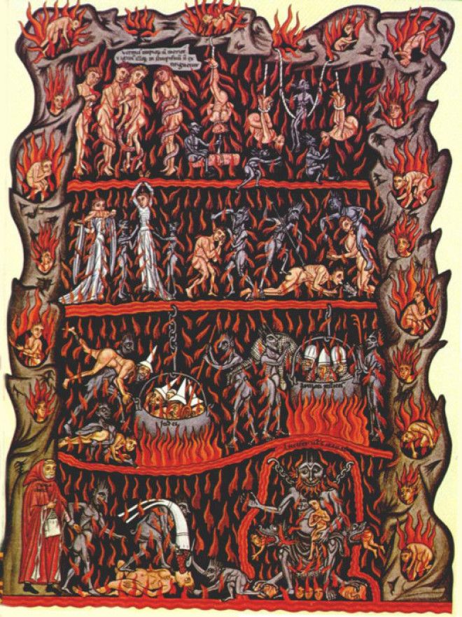 Картина ада в книге Сад утех 1180 года Фото enwikipediaorg