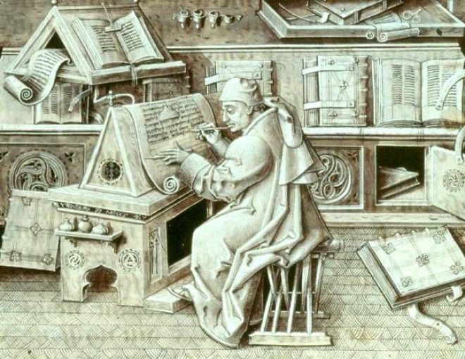 Монах в мастерской по переписыванию рукописей XV век Фото enwikipediaorg