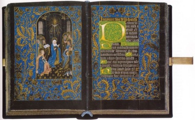 Разворот книги Чёрный часослов Фламандия XV век Фото ruwikipediaorg