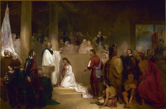 Джон Чепмэн Крещение Покахонтас 1840