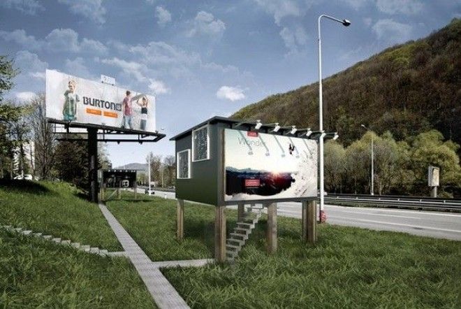 Жилище для бездомных в рекламных билбордах