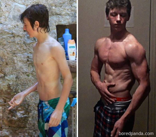 Чудеса тренировок с собственным весом Разница 1 год бодибилдинг до и после трансформации фитнес фото
