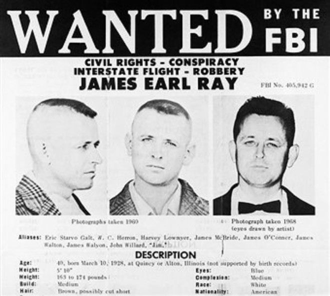 В убийстве Кинга был обвинен Джеймс Эрл Рэй который стал самым разыскиваем человеком в Америке