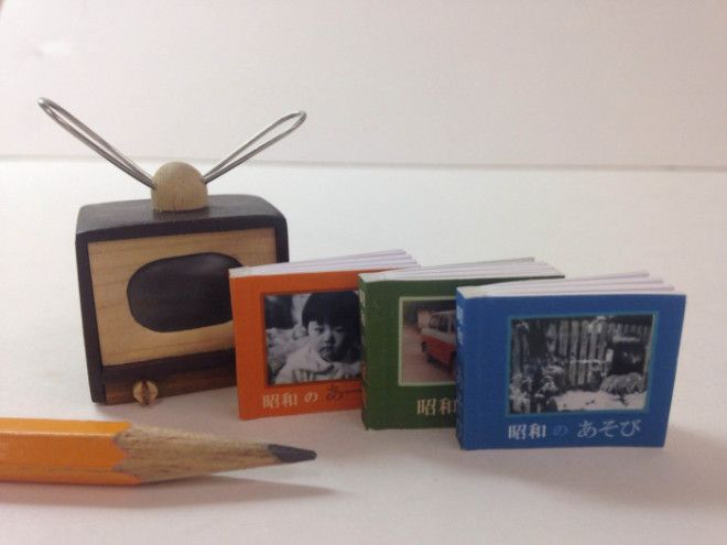 Три японские книги с чехлом в форме телевизора через экран которого видна картинка с обложки