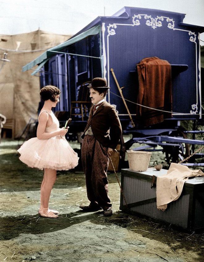 Цветные фотографии Чарли Чаплина